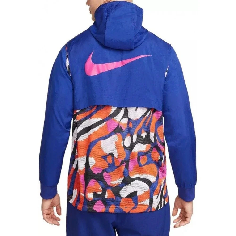 Nike Jacket Mens L Windbreaker Blue Running Lightweight ColorfulRetro DM5552-455